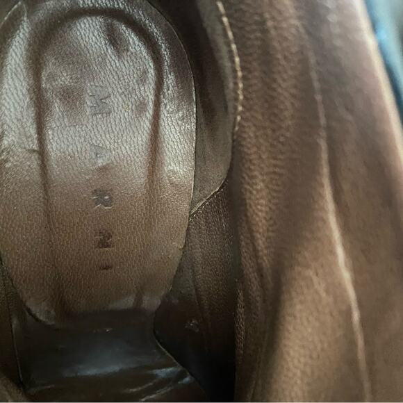 Marni Black Leather Studded Peep Toe Wooden Heel Platform Shoes size 37 US 7 - Picture 9 of 9